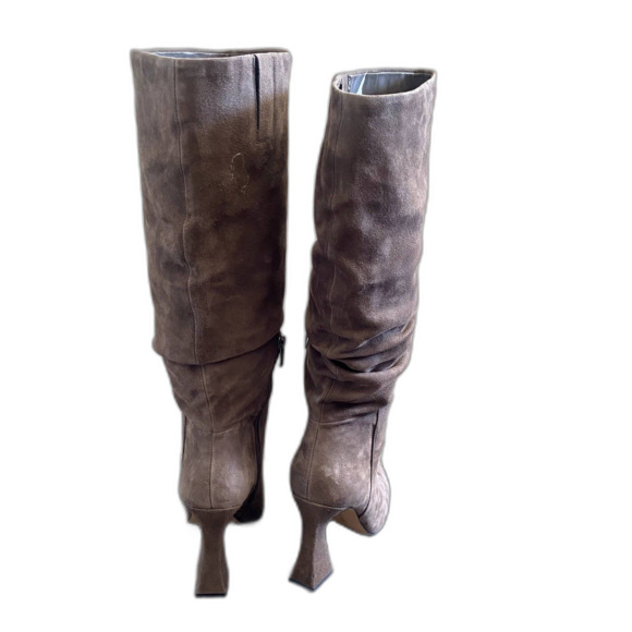 Vince Camuto Alinkay Slouchy Calf Boots Chic Taupe Gray Suede Leather Size 9.5 - Picture 4 of 7